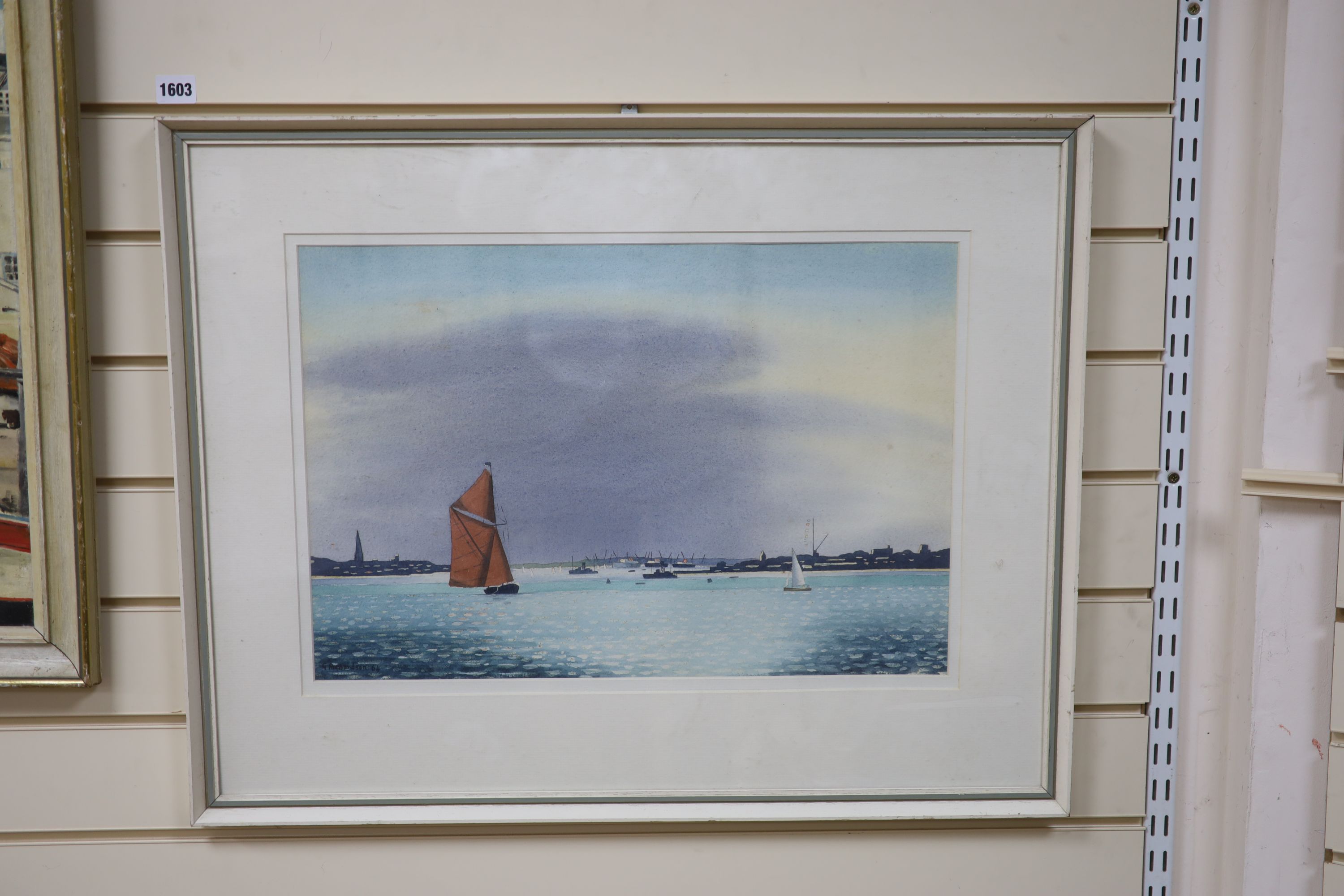 Geoffrey Philip Richardson (1928-), watercolour, Harwich harbour, Essex, signed and dated 64, 36 x 52cm